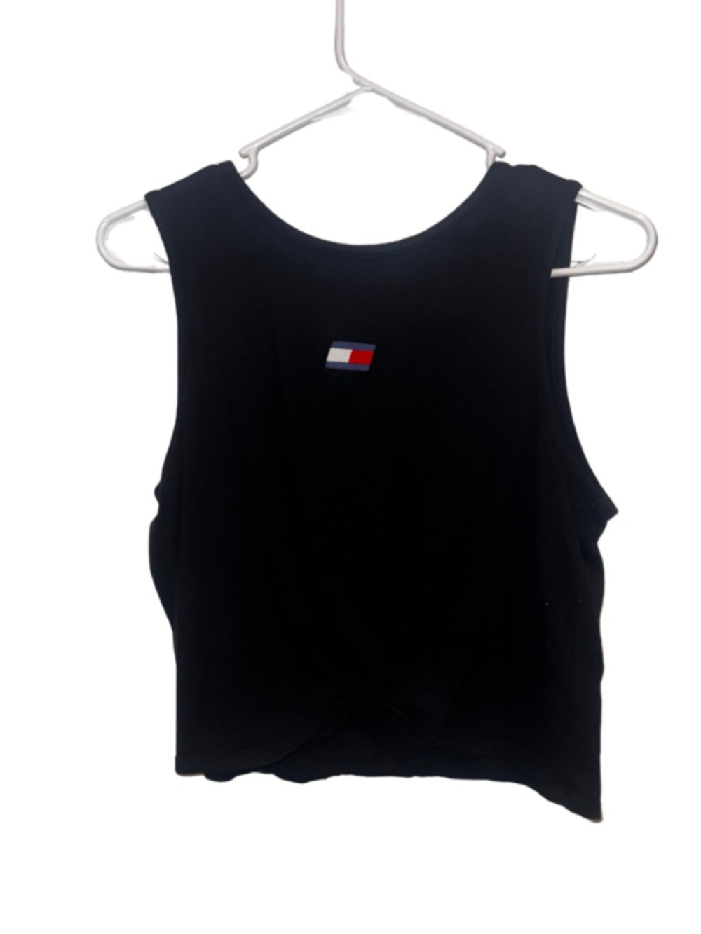 Tommy Hilfiger Black Cropped Tank with Front Knot